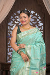 Gauri ~ Handloom Pure Silk Maharani Paithani with Maharani Pallu in Sea Green - verymuchindian.com