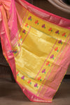 Gauri ~ Handloom Pure Silk Paithani with Designer Tawa Lotus Pallu in Orange and Pink - verymuchindian.com