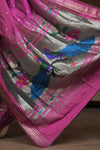 Gauri ~ Handloom Pure Silk Paithani with Fancy Peacock Pallu in Gleaming Violet - verymuchindian.com