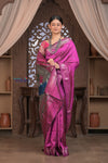 Gauri ~ Handloom Pure Silk Paithani with Fancy Peacock Pallu in Gleaming Violet - verymuchindian.com