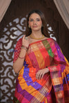 Gauri ~ Handloom Pure Silk Paithani with Fancy Peacock Pallu in Multicolor - verymuchindian.com