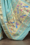 Gauri ~ Handloom Pure Silk Paithani with Fancy Peacock Pallu in Sea Green - verymuchindian.com