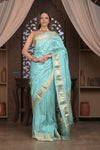 Gauri ~ Handloom Pure Silk Paithani with Fancy Peacock Pallu in Sea Green - verymuchindian.com