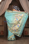 Gauri ~ Handloom Pure Silk Paithani with Fancy Peacock Pallu in Sea Green - verymuchindian.com