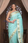 Gauri ~ Handloom Pure Silk Paithani with Fancy Peacock Pallu in Sea Green - verymuchindian.com