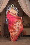 Gauri ~ Handloom Pure Silk Paithani with Most Traditional Double Pallu in Pink and Purple - verymuchindian.com