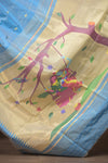 Gauri ~ Handloom Pure Silk Paithani with Traditional Radha Krishna Pallu in Sky Blue - verymuchindian.com