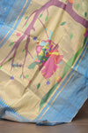 Gauri ~ Handloom Pure Silk Paithani with Traditional Radha Krishna Pallu in Sky Blue - verymuchindian.com