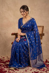 Ganga Ghat ~ Banarasi Pure Organza Saree In Royal Blue