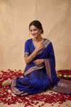 Ganga Ghat ~ Banarasi Pure Soft Katan Silk Saree In Royal Blue