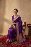 Ganga Ghat ~ Banarasi  Pure Katan Silk Saree in Vibrant Purple