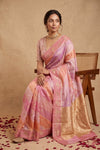 Ganga Ghat ~ Handwoven Pure Banarasi Katan Silk Saree in Rangkath Pastel Multicolor