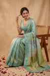 Ganga Ghat ~ Banarasi Pure Katan Silk Saree with Rangkath InMulticolor Sea Green