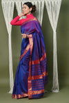 Handloom Cotton Silk Saree With Sleek Golden Border ~ Purple - verymuchindian.com