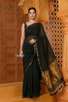 Shubh ~ Designer! High Quality Pure Mul Cotton Handloom Saree - Black