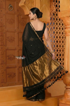 Shubh ~ Designer! High Quality Pure Mul Cotton Handloom Saree - Black