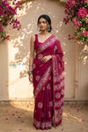 Krutikari – Viscose Saree with Handcrafted Batik Work in Rose Pink