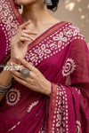 Krutikari – Viscose Saree with Handcrafted Batik Work in Rose Pink