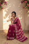 Krutikari – Viscose Saree with Handcrafted Batik Work in Rose Pink