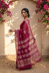Krutikari – Viscose Saree with Handcrafted Batik Work in Rose Pink