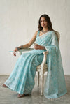 Mulmuli ~ Pure Handwoven Jamdani Mul Cotton Saree in Powder Blue