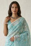 Mulmuli ~ Pure Handwoven Jamdani Mul Cotton Saree in Powder Blue