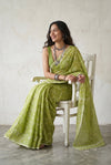 Mulmuli ~ Pure Handwoven Jamdani Mul Cotton Saree in Light Green