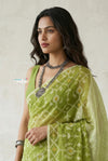Mulmuli ~ Pure Handwoven Jamdani Mul Cotton Saree in Light Green