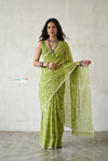 Mulmuli ~ Pure Handwoven Jamdani Mul Cotton Saree in Light Green