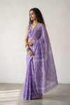Mulmuli ~ Pure Handwoven Jamdani Mul Cotton Saree in Lavender