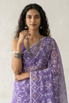 Mulmuli ~ Pure Handwoven Jamdani Mul Cotton Saree in Lavender