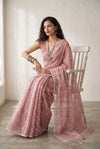 Mulmuli ~ Pure Handwoven Jamdani Mul Cotton Saree in Dusty Rose