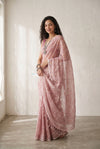 Mulmuli ~ Pure Handwoven Jamdani Mul Cotton Saree in Dusty Rose