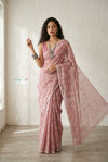 Mulmuli ~ Pure Handwoven Jamdani Mul Cotton Saree in Dusty Rose