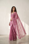Mulmuli ~ Pure Handwoven Jamdani Mul Cotton Saree in Mauve Pink