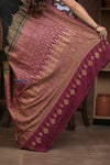 Kashi ~ Handloom Banarasi High Quality Crepe Pure Silk Saree in Black and Mauve (Silk Mark Certified) - verymuchindian.com