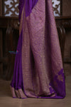 Kashi ~ Handloom Banarasi High Quality Crepe Pure Silk Saree in Purple (Silk Mark Certified) - verymuchindian.com