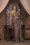 Kashi ~ Handloom Banarasi High Quality Khaddi Crepe Georgette HIgh Quality Silk Saree in Black and Gold (Silk Mark Certified) - verymuchindian.com