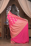 Kashi ~ Handloom Banarasi High Quality Khaddi Crepe Georgette Silk Saree in Pink (Silk Mark Certified) - verymuchindian.com