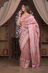 Kashi ~ Handloom Banarasi High Quality Pure Katan Original Kaduwa Silk Saree in Peach (Silk Mark Certified) - verymuchindian.com