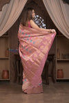Kashi ~ Handloom Banarasi High Quality Pure Katan Original Kaduwa Silk Saree in Peach (Silk Mark Certified) - verymuchindian.com