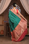 Kashi ~ Handloom Banarasi High Quality Pure Katan Silk Saree in Azure Green (Silk Mark Certified) - verymuchindian.com