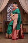 Kashi ~ Handloom Banarasi High Quality Pure Katan Silk Saree in Azure Green (Silk Mark Certified) - verymuchindian.com