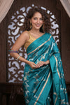 Kashi ~ Handloom Banarasi High Quality Pure Silk Saree in Ocean Blue (Silk Mark Certified) - verymuchindian.com