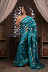 Kashi ~ Handloom Banarasi High Quality Pure Silk Saree in Ocean Blue (Silk Mark Certified) - verymuchindian.com