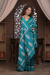 Kashi ~ Handloom Banarasi High Quality Pure Silk Saree in Ocean Blue (Silk Mark Certified) - verymuchindian.com