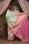 Kashi ~ Handloom Banarasi High Quality Pure Silk Saree in Sea Green with Pink (Silk Mark Certified) - verymuchindian.com