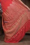 Kashi ~ Handloom Banarasi Khaddi Crepe Georgette Silk Saree in Crimson Red (Silk Mark Certified) - verymuchindian.com