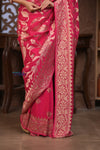 Kashi ~ Handloom Banarasi Khaddi Georgette Silk Jaal Saree in Pink (Silk Mark Certified) - verymuchindian.com