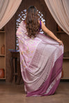 Kashi ~ Handloom Banarasi Pure Chiffon Silk Saree in Lilac (Silk Mark Certified) - verymuchindian.com